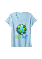 Womens Earth Day Everyday 2024 Design Cute 54th Earth Day V-Neck T-Shirt