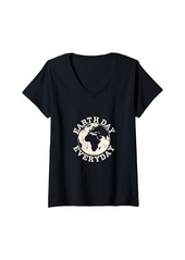 Womens Earth Day Everyday Eco Friendly Protect Planet V-Neck T-Shirt