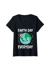 Womens Earth Day Everyday Flower Environmentalist Women Girls Kids V-Neck T-Shirt