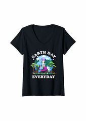 Womens Earth Day Everyday Mermaid Peace Love Planet and Animals V-Neck T-Shirt