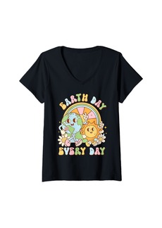 Womens Earth Day Everyday Shirt Kids Environment Earth Day 2024 V-Neck T-Shirt