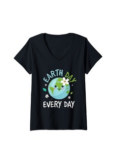 Womens Earth Day Everyday Shirt Kids Environment Earth Day 2024 V-Neck T-Shirt