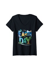 Womens Earth Day for men and women V-Neck T-Shirt