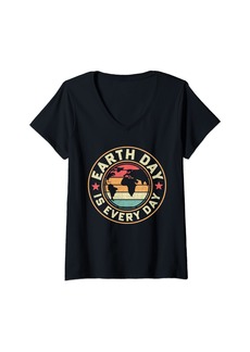 Womens Earth Day Is Every Day Activist Mother Earth Conservation V-Neck T-Shirt