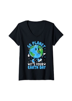 Womens EARTH DAY Kids Toddler Boys Cute Planet Funny Novelty V-Neck T-Shirt