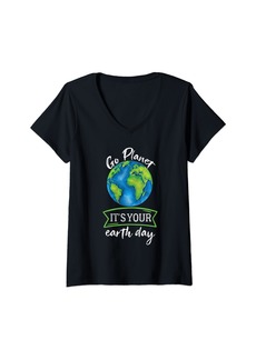 Womens Earth Day Kids  Women & Men 54th Earth Day 2024 V-Neck T-Shirt