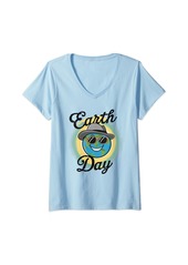 Womens Earth Day Kids  Women & Men Cute Earth Day V-Neck T-Shirt