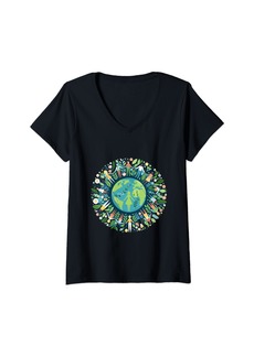 Womens Earth Day Save Our Earth V-Neck T-Shirt