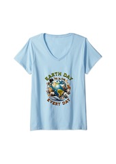 Womens Earth Day Shirt Cute Earth Day 2024 Men Women Kids V-Neck T-Shirt