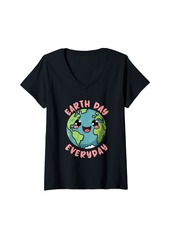 Womens Earth Day Shirt Teacher Environment Day Recycle Earth Day V-Neck T-Shirt