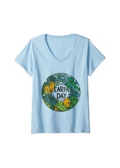 Womens Earth Day V-Neck T-Shirt
