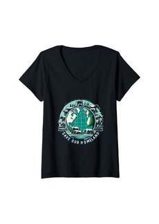 Womens Earth Day Wildlife Conservation T. Shirt V-Neck T-Shirt