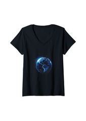 Womens Earth Geometric V-Neck T-Shirt