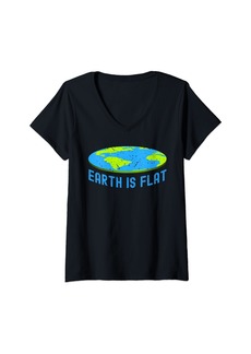 Womens Earth Is Flat. Earth Day Favors. Flat Earth T. Earth Day V-Neck T-Shirt