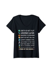 Womens Earth Is Not Flat Stand Up For Science V-Neck T-Shirt