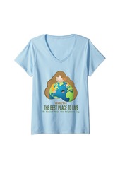 Womens Earth is The Best Place to Live funny design for women V-Neck T-Shirt