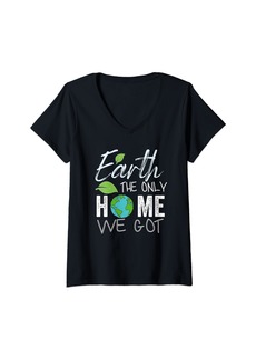 Womens Earth The Only Home We Got Cute Earth Day Kids Boys Toddler V-Neck T-Shirt