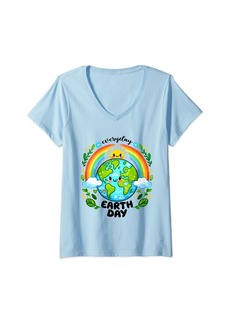 Womens Everyday Earth Day For Kids Women Earth Day V-Neck T-Shirt