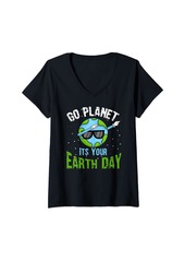 Womens Funny Earth Day Quote Boys Girl Go Planet Its Your Earth Day V-Neck T-Shirt