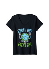 Womens Funny Earth Day Quote Boys Girls Cool Earth Day Every Day V-Neck T-Shirt