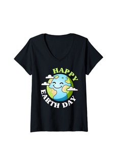 Womens Funny Earth Day Quote Boys Girls Cool Earth Happy Earth Day V-Neck T-Shirt