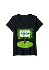 Earth Womens Happy Arbor Day Cool Family Quote Funny Environment Party V-Neck T-Shirt