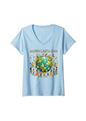 Womens Happy Earth Day Earth Brings us V-Neck T-Shirt