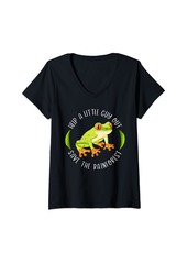 Womens Help a Little Guy Out Save The Rainforest Tree Frog Earth V-Neck T-Shirt