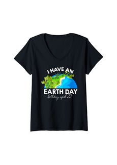 Womens I Have An Earth Day Birthday Party Nature Conservation V-Neck T-Shirt