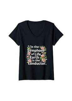 Womens inspirational quote for earth day women 2024 floral gift V-Neck T-Shirt