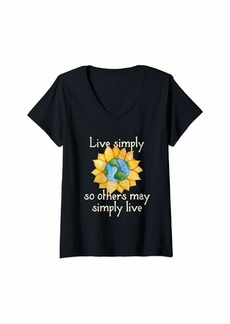 Earth Womens Live simply so others may simply live V-Neck T-Shirt