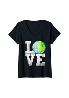 Womens LOVE Earth - Earth Day 50th Anniversary 2020 Climate Change V-Neck T-Shirt