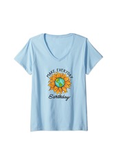 Womens Make Every Day Earth Day Protect Our Planet Environmentalist V-Neck T-Shirt