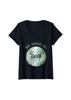 Womens Make Everyday Earth Day Cute Be Kind To Earth Earth Day V-Neck T-Shirt