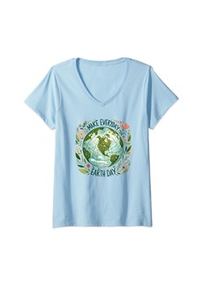 Womens Make Everyday Earth Day Men Women Kids V-Neck T-Shirt