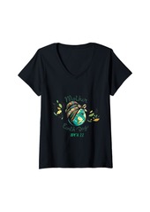 Womens Mother Earth Day 2024 V-Neck T-Shirt