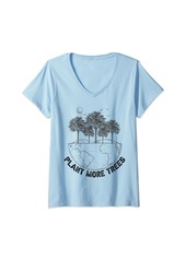 Womens Plant More Trees Earth Day Arbor Day V-Neck T-Shirt