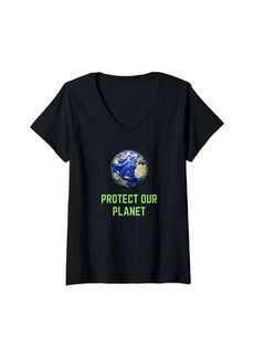 Womens Protect Our Planet: Earth Day Advocacy V-Neck T-Shirt