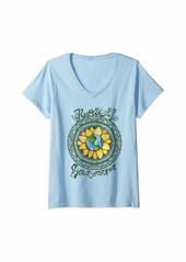 Womens Respect your mother Earth Day Mandala V-Neck T-Shirt