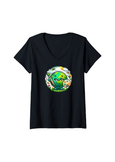 Womens Save Earth be A Hero Designed for children girl and boy V-Neck T-Shirt