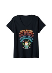 Womens Save Earth It's The Only Planet That Has Hamsters V-Neck T-Shirt