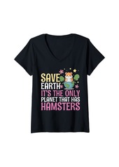 Womens Save Earth It's The Only Planet That Has Hamsters V-Neck T-Shirt