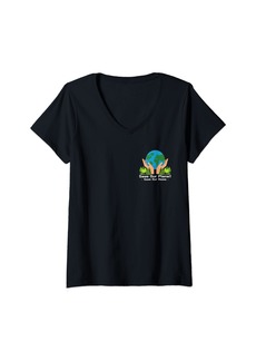Womens Save Our Planet Save Our Home Logo Earth Day Environment V-Neck T-Shirt