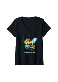 Womens Save the Bees Earth Day Everyday Planet Anniversary V-Neck T-Shirt