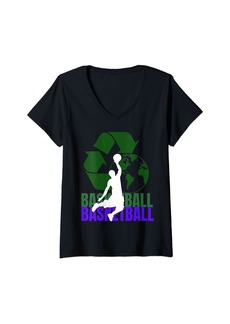 Womens save the earth for basketball players and basketball lovers V-Neck T-Shirt