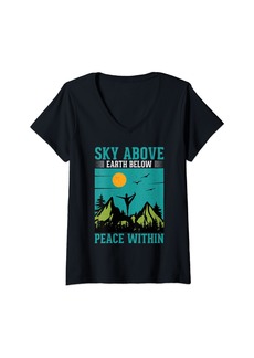 Womens Sky Above Earth Below Peace Within V-Neck T-Shirt