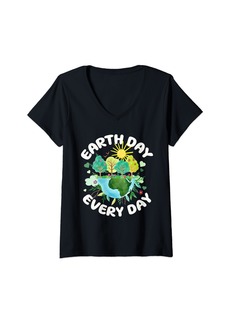 Womens Boys Earth Day Every Day Funny Dab Dabbing Earth Kid Toddler V-Neck T-Shirt