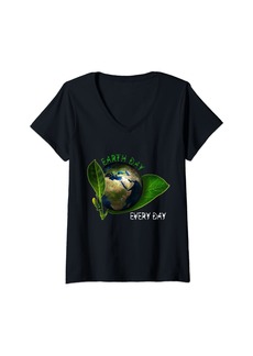 Womens WorldEarth day environmental conservationhappy nature eco V-Neck T-Shirt
