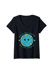 Womens You're the Solution not the Pollution cute earth day kids V-Neck T-Shirt