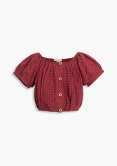 Eberjey - Harper cropped broderie anglaise cotton top - Red - L